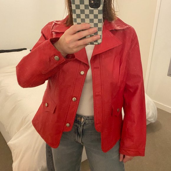Cami Red Genuine Leather Jacket - Picture 1 of 7